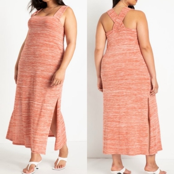 Eloquii Knit Maxi heathered mauve midi dress thick straps plus size women’s 14 - Picture 1 of 7